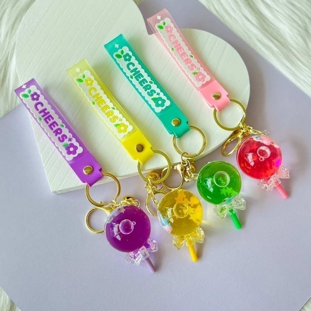 New! Fruit Lollipop Keychain, Candy Accessory, Key Ring Holder, Fruit Charm